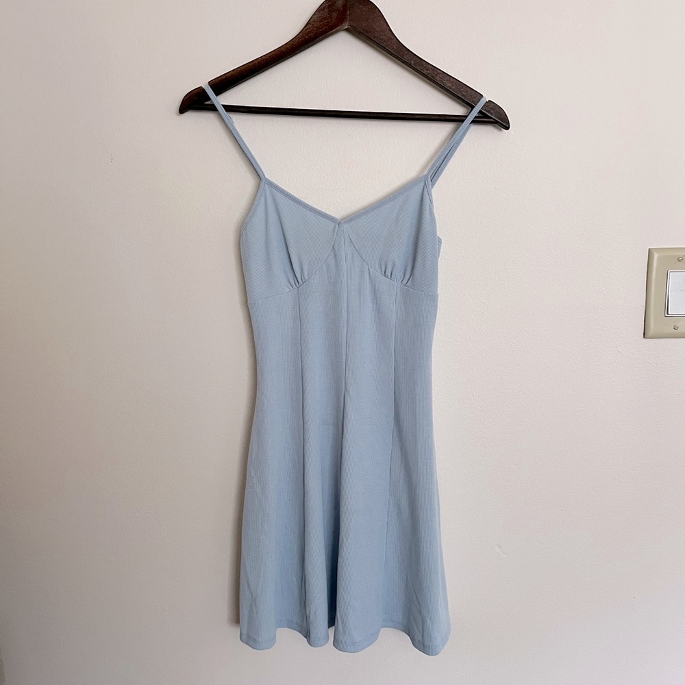 CLOSET CLEANOUT MAKE AN OFFER 
Ribbed skater mini dress blue color flowy